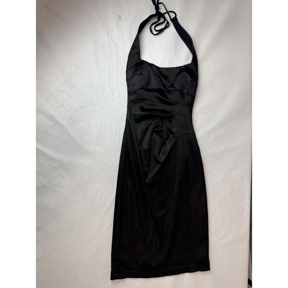 Vintage Cache Halter Dress Black Y2K Cocktail Party Bodycon Glam USA Women 2 - Picture 1 of 8